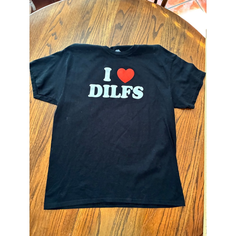 Danny Duncan I Heart‎ DILFS Black Graphic T-Shirt Large Cotton Mens Tee
